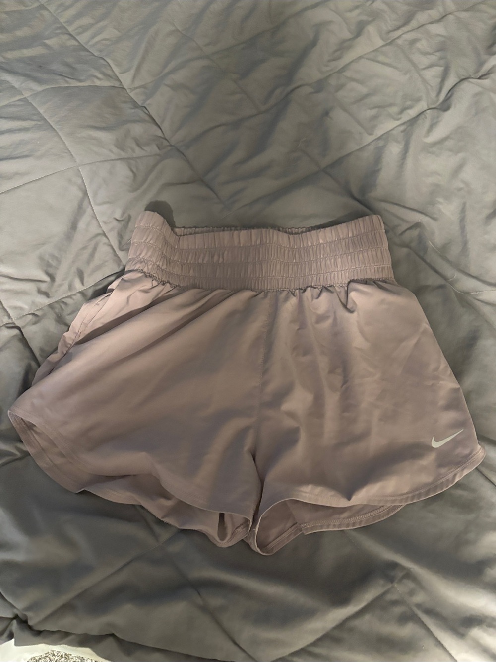 Nike Women's Light Lavender Athletic Shorts with Elastic Smocked Waistband